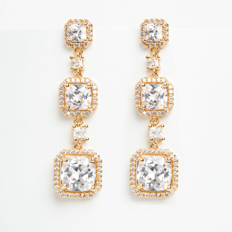 Forever Cushion-Cut Gold Drop Earrings