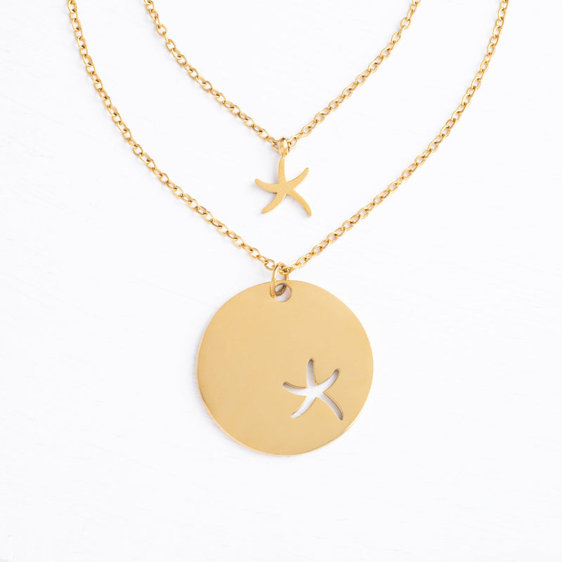 Community Gold Starfish Pendant Necklace Set