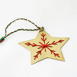 Embroidered Star Ornament in Copper or Brass