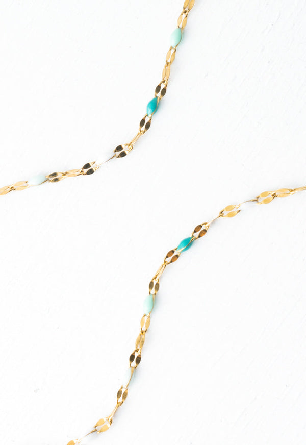 Punctuated Chain Necklace in Shades of Blue