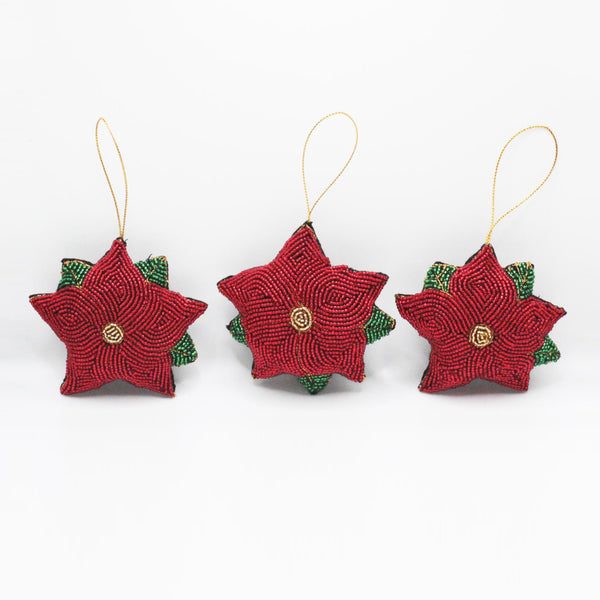 Large Holiday Flower Ornaments - 3/Pack